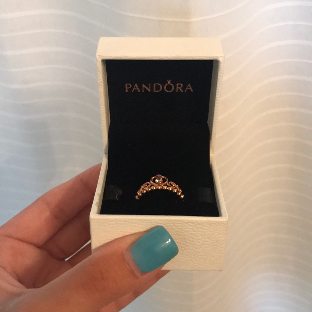 Rose Gold Pandora Princess Ring Size 6